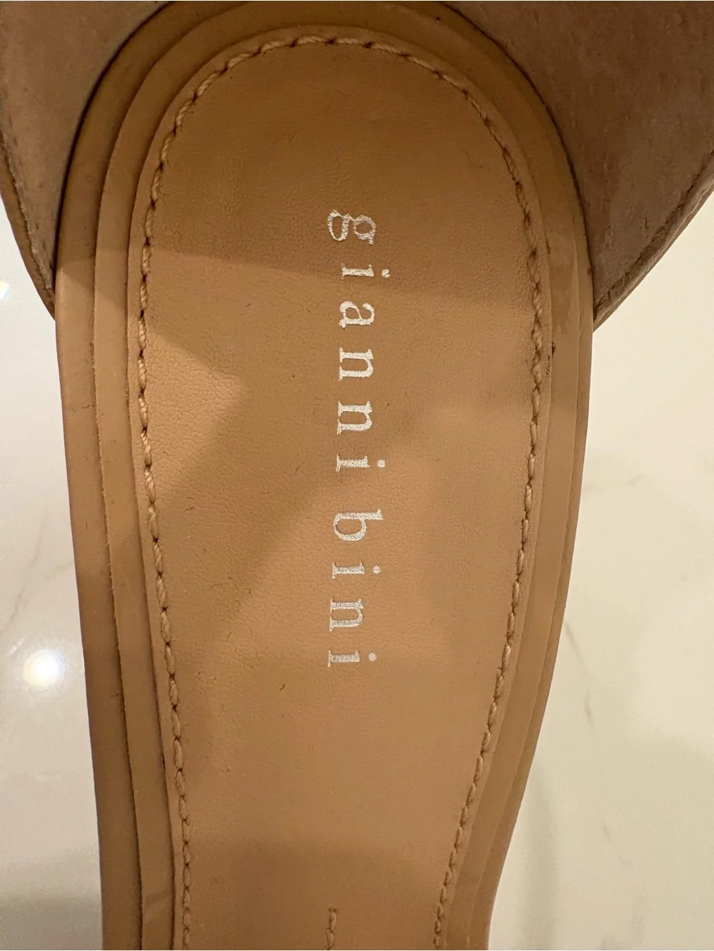 Gianni Bini Nude/Tan Ankle Strap Block Heels